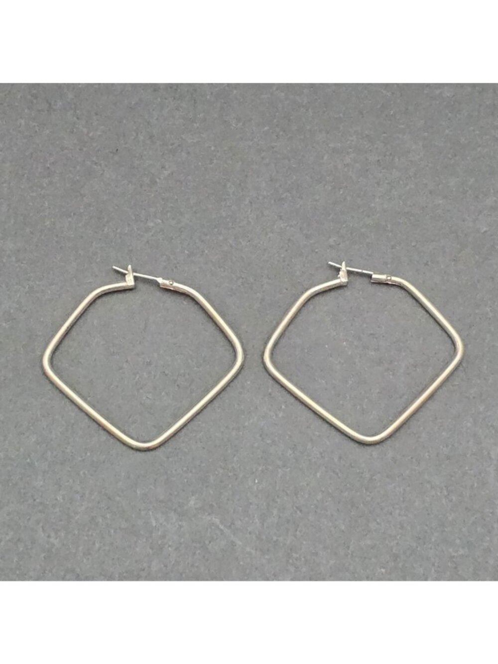 Vintage Sterling Silver Square Hoop Earrings Geometric European 925 Minimalist - Picture 2 of 10